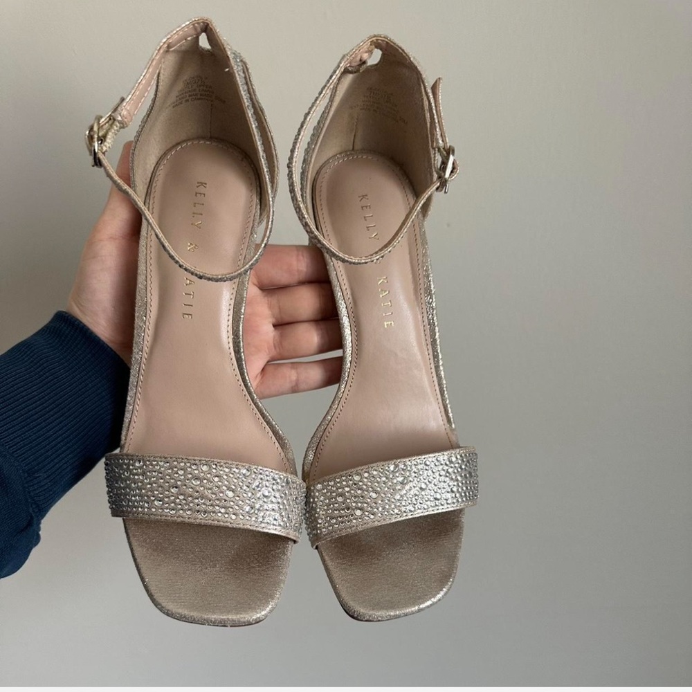Kelly & Katie Gold Heeled Sandals with Sparkly Strap